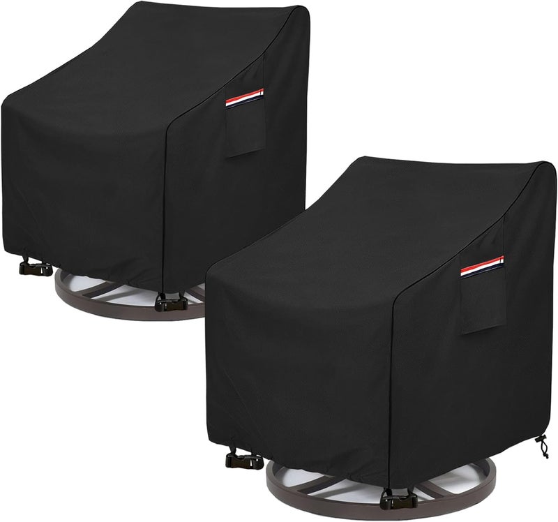 okcool Outdoor Swivel Chair Cover 2 Pack,Outdoor Furniture Patio Chair Covers Waterproof Clearance,(33"W x 35"D x 38.5"H) Outdoor Lawn Patio Furniture Covers,Black - Image 1